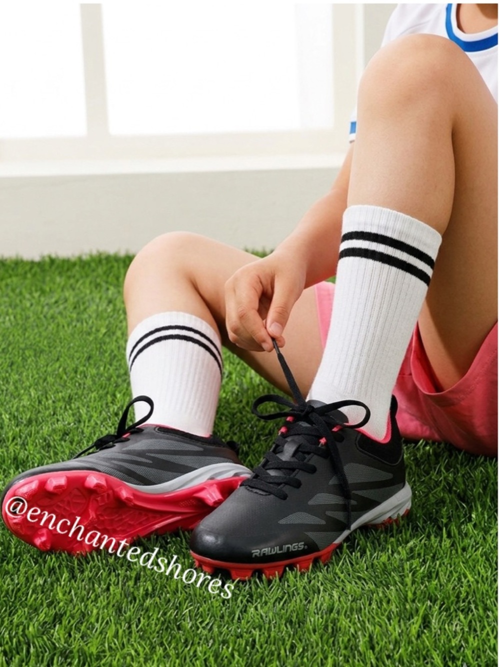 Rawlings Girls Softball Baseball Cleats Athletic Sports Javlin Black Pink Size 6